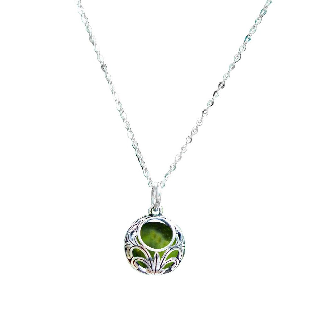 Recycled Early 1900's Olive Green Wine Bottle Glass Vintage Lace Necklace